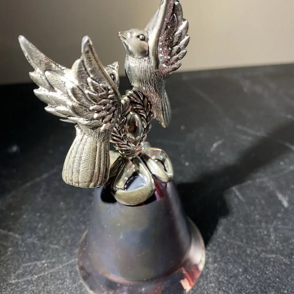 VTG Lenox Christmas Bell Kirk Stieff Music Bell Peace Doves 2002 Silver Plate